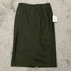 NWT Zara Olive Faux Leather Skirt